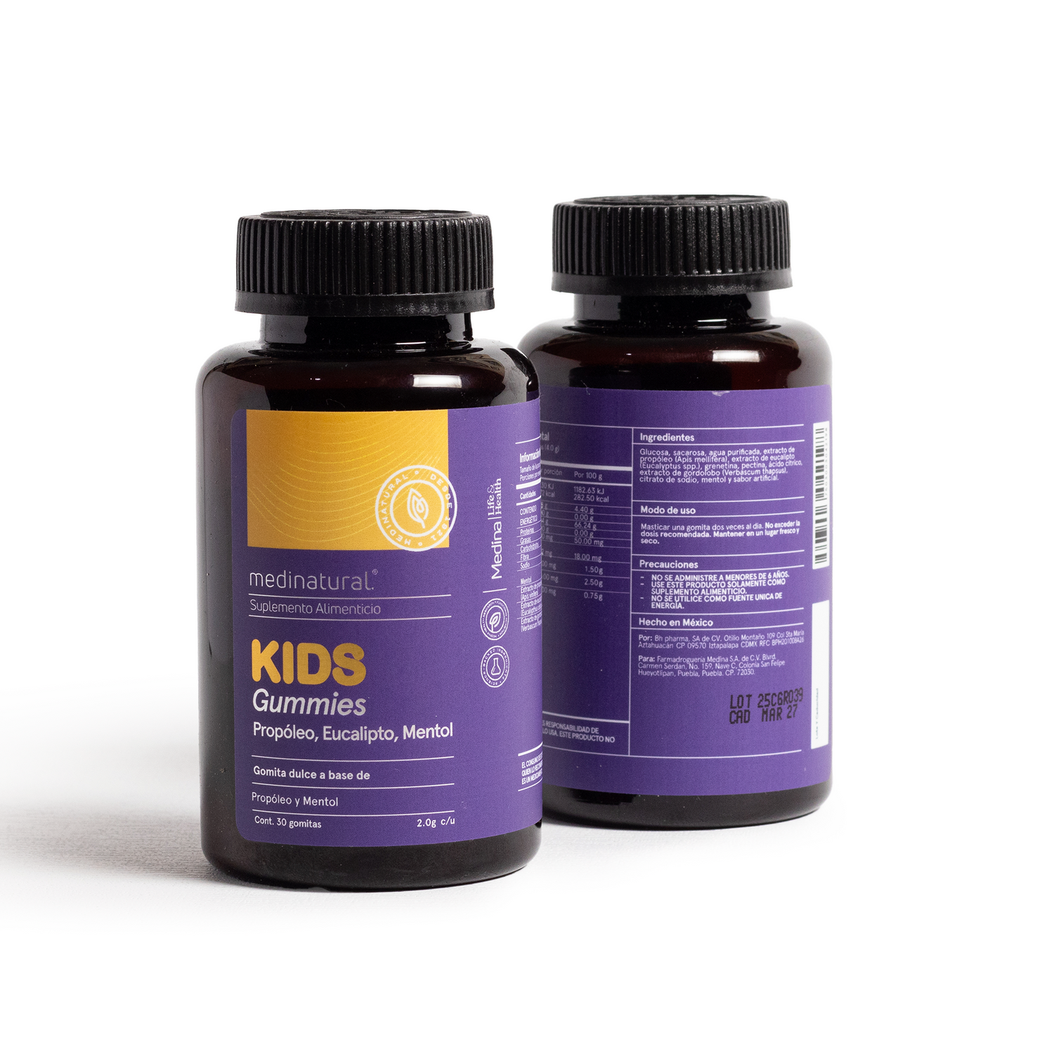 Medinatural Propoleo, Eucalipto, Mentol 30 Gomitas Kids 2.0g c/u
